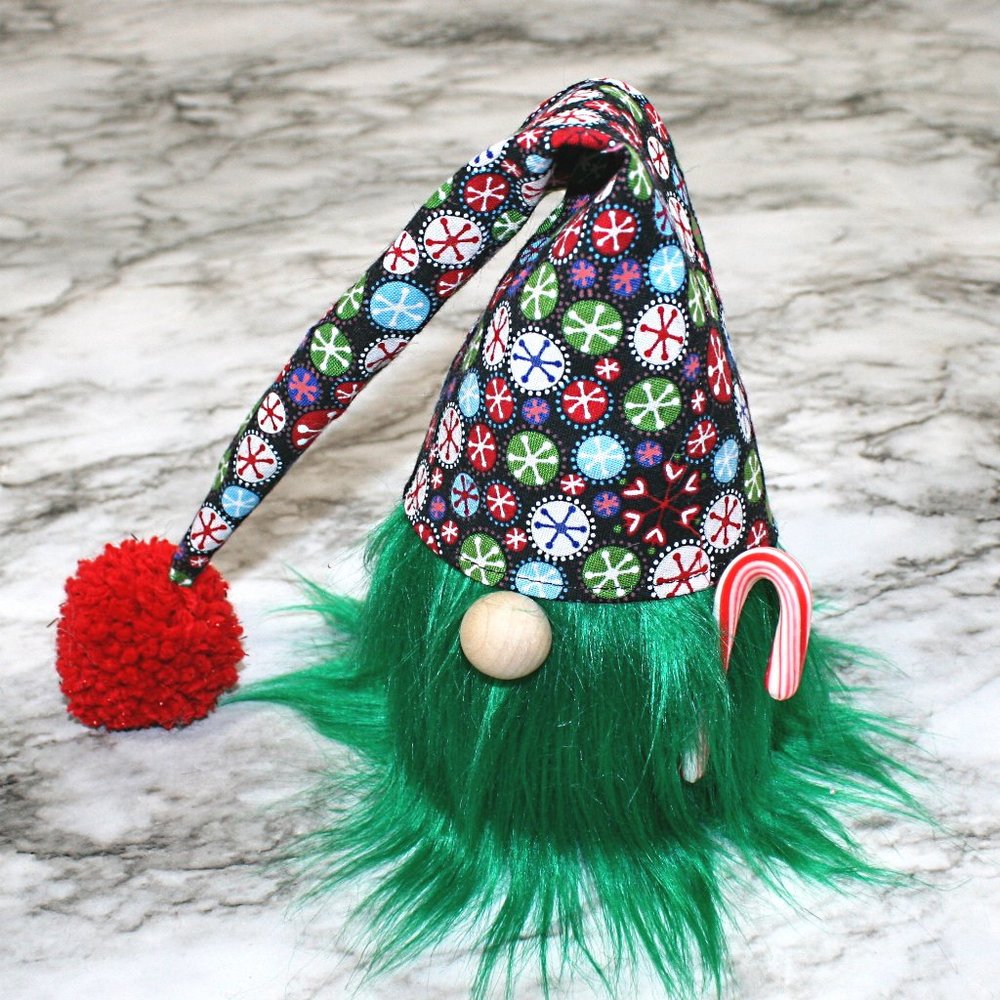 HAND CRAFTED Gnome Green Christmas Air Freshener Cover Decor - Candy Snowflakes